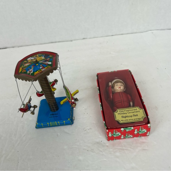 Bundle of tin toy airplane ride & ornament-nightcap Ned-IOB - Picture 10 of 12